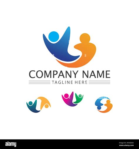 Human And People Logo Design Community Care Icon And Vector Group Stock