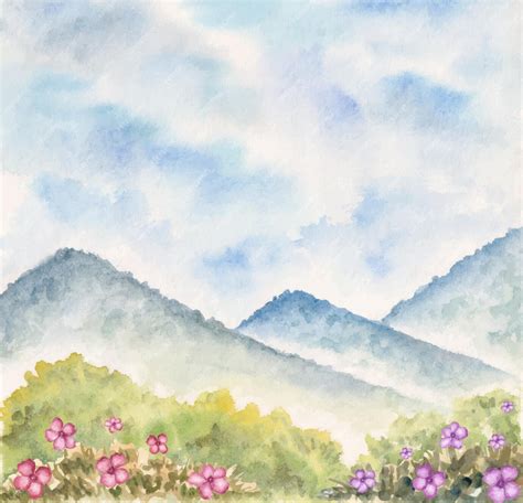 Premium Vector Hand Painted Watercolor Spring Landscape Background