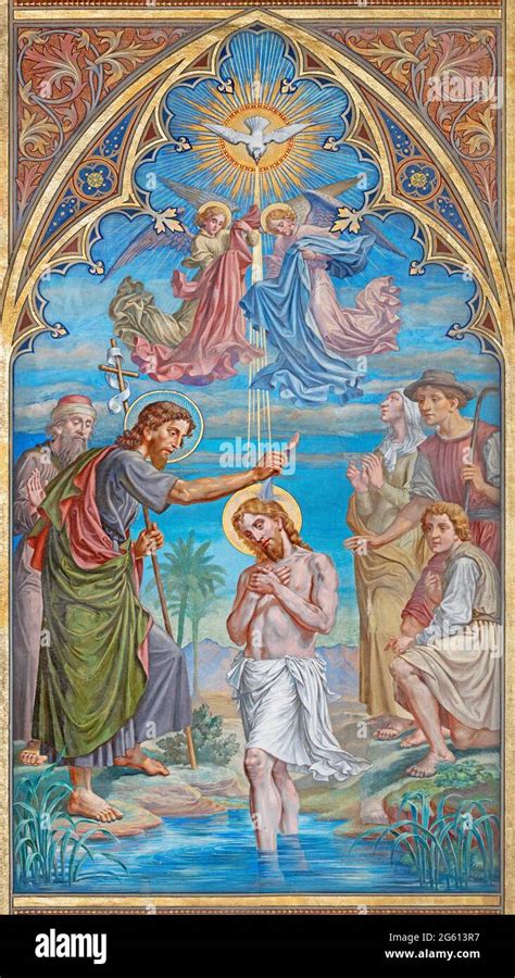 VIENNA AUSTIRA JUNI 24 2021 The Fresco Of The Baptism Of Jesus In