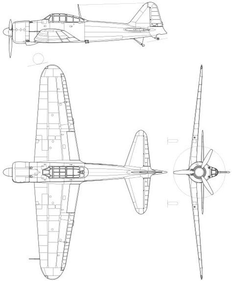 File Mitsubishi A6m Zero Drawing Svg Mitsubishi Blueprints Wwii Aircraft