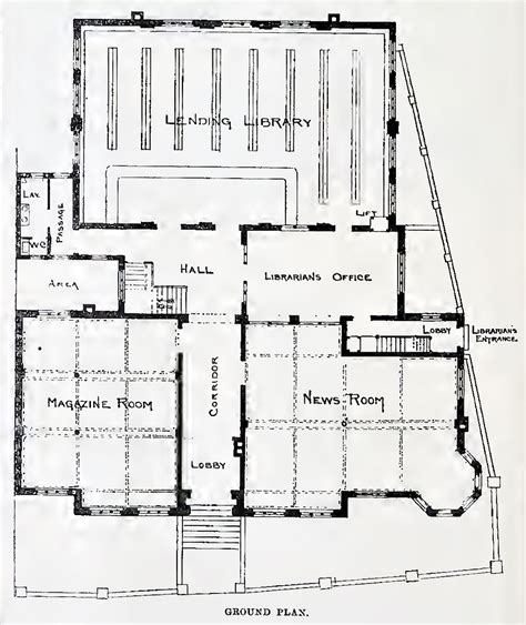 Battersea Central Library - ground floor plan - 1888 - PICRYL Public Domain Search