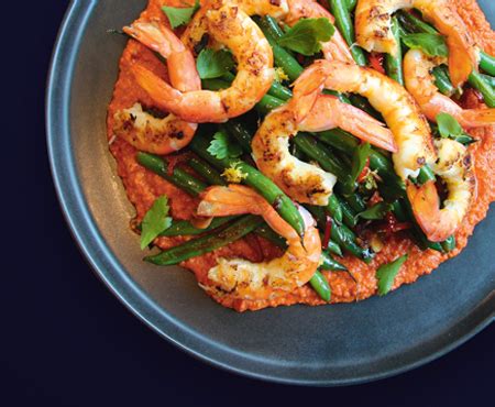 Paprika Prawns With Romesco Sauce And Lemon Bean Good Lives For Older