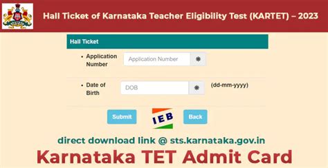 Karnataka Tet Hall Ticket 2023 Link Active To Download Kartet Admit