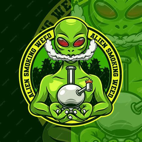 Premium Vector Alien Smoking Weed Mascot Logo Template