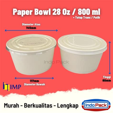 Jual Paper Bowl 800ml 28 Oz Tutup 50 Pcs Mangkok Kertas Rice