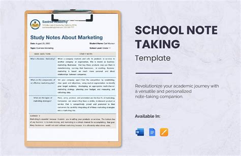 Note Taking Word Template In Word Pdf Download