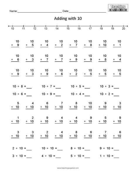 Plus One Addition Worksheet