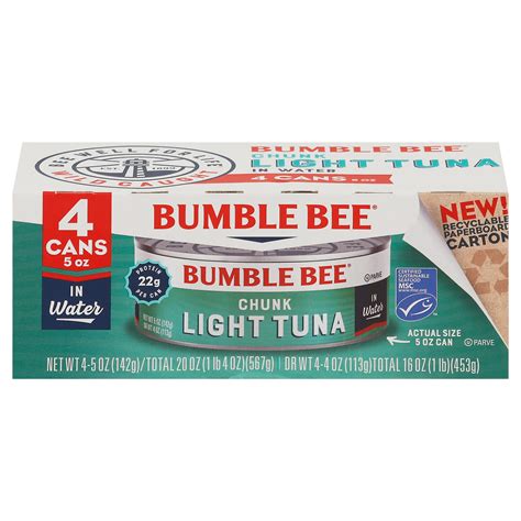 Pack Oz Bumble Bee Chunk Light Canned Tuna In Water W S S