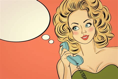 Premium Vector Sexy Pop Art Woman Talking On A Retro Phone