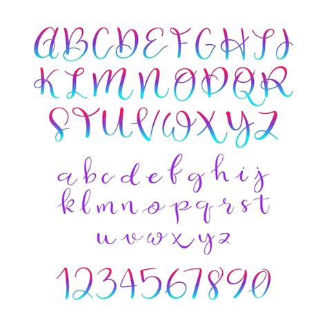 Fuente de escritura vectorial caligráfica conjunto de letras