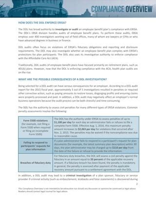 Compliance Overview Erisa Compliance Faqs Enforcement Pdf