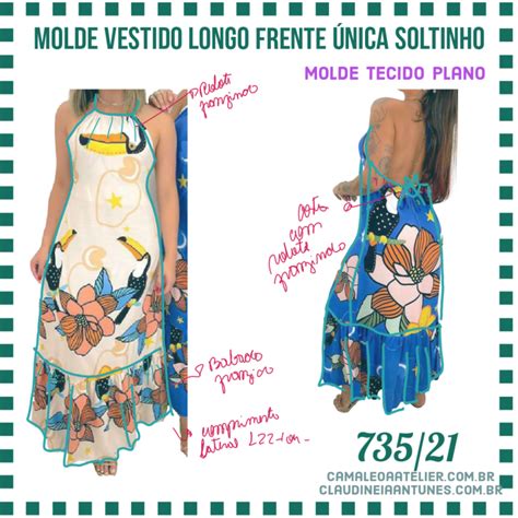 Molde Vestido Longo Frente Única Soltinho 735 21 CAMALEOA ATELIER DE