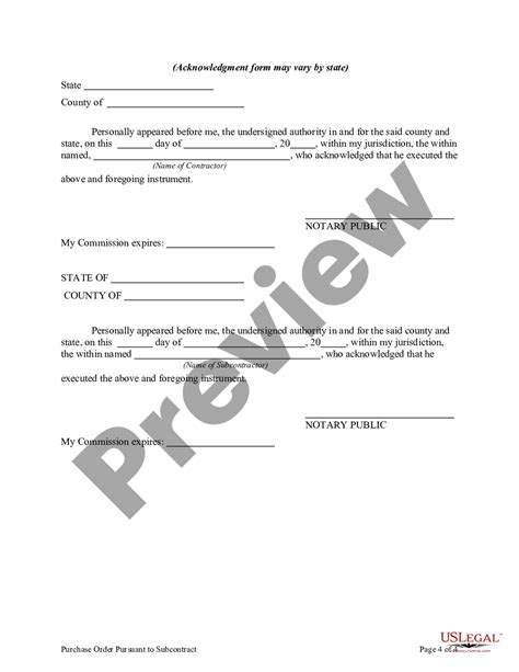 Colorado Purchase Order Pursuant To Subcontract For Labor And Materials