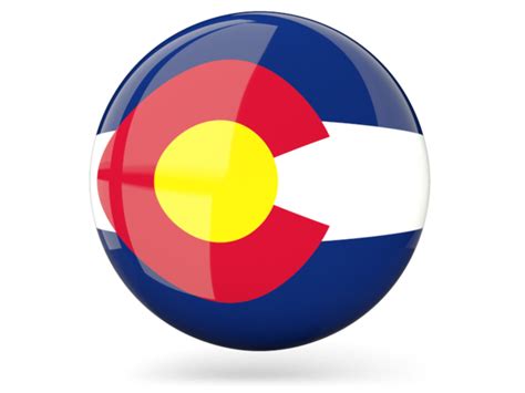 Glossy round icon. Illustration of flag of Colorado