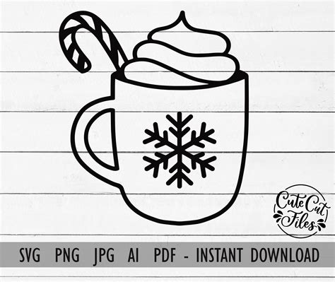 Hot Cocoa Svg Png Hot Cocoa Outline Svg Hot Chocolate Svg Etsy Hot