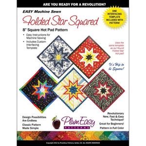 FOLDED STAR SQUARED Hot Pad Sewing Pattern Square Hot Pad Plum Easy PEP Pot Holder