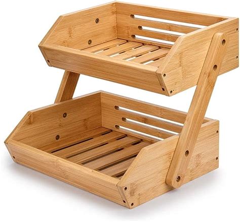 G A HOMEFAVOR 2 Tier Bamboo Fruit Basket Bowl Holder Bread Vegetables