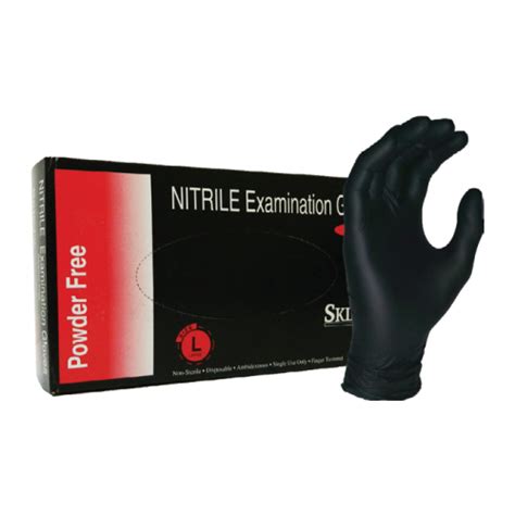 Skintx Black Nitrile Examination Gloves Powder Free Large