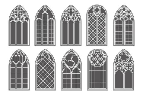 Gothic Church Windows Vector Architecture Arches With Glass Old