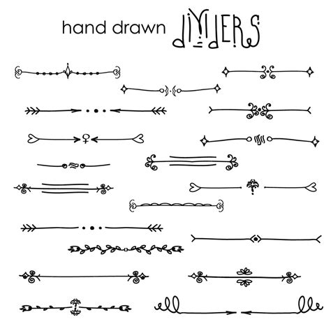 Premium Vector Hand Drawn Vector Dividers Line Border Set And Design