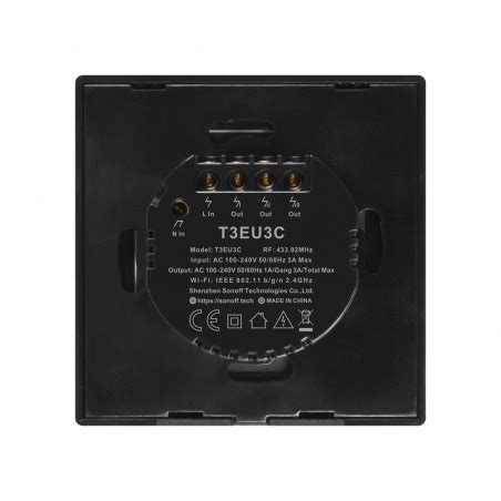 Sonoff T C Interruptor Triplo Wifi Rf Capacitivo Para Montagem Em