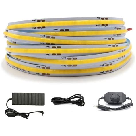 5M Bande Lumineuse Cob 24V Cob Ruban Led Blanc Chaud 3000K Bande