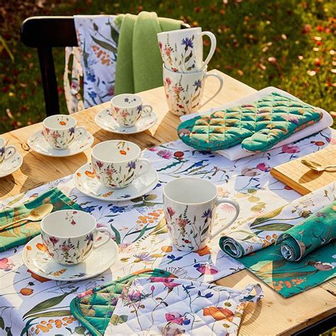 Set 6 tazzine caffè con piattino in porcellana multicolore Flora Qechic