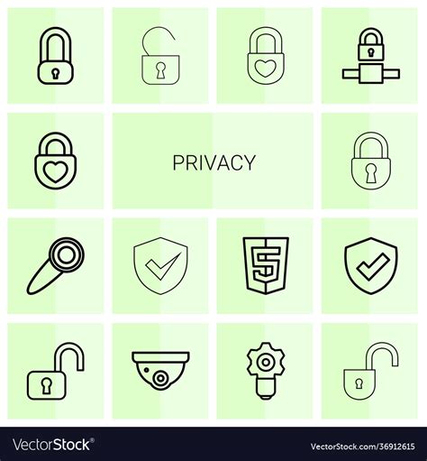 Privacy icons Royalty Free Vector Image - VectorStock