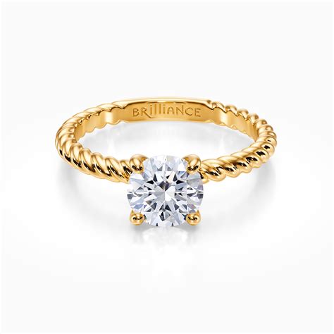 Twisted Rope Engagement Ring Setting In Yellow Gold