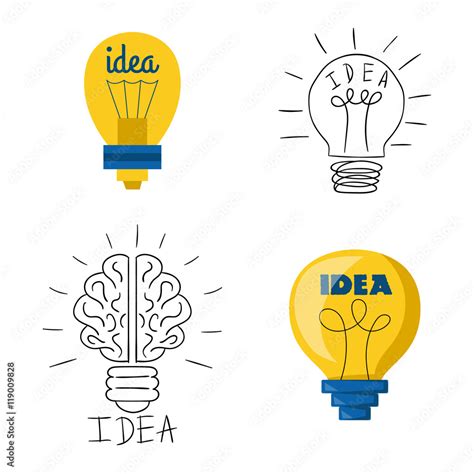 Drawing Idea Light Bulb Concept Creative Design Vector Idea Lamp Innovation Electric Creativity