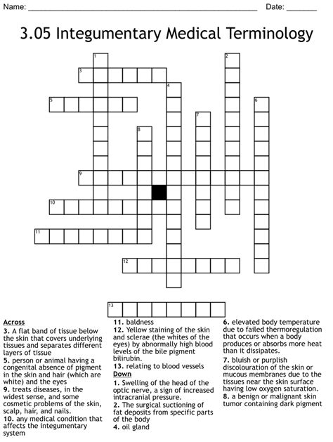 3 05 INTEGUMENTARY Medical Terminology Crossword WordMint