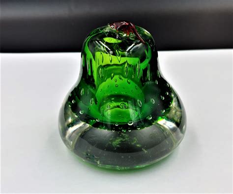 Vintage LEFTON Art Glass CONTROLLED Bubble Green PEAR Shaped Etsy