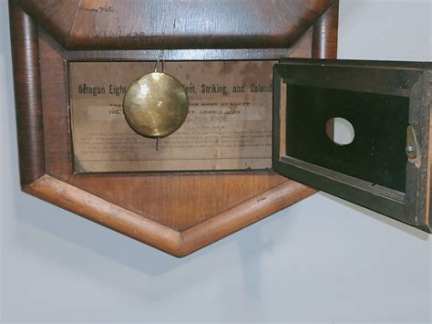 Antique Ansonia 8 Day Wall Clock Octagonal Hourly Chimes 1800 1900s W