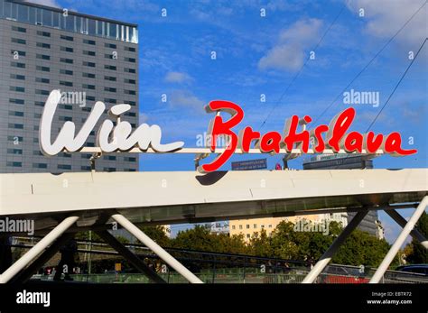 Bratislava Logo At The Pier At The Vienna City Schwedenplatz Austria