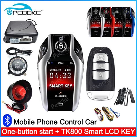 Car Alarm Push Start System With Tk Lcd Smart Key App Remote Control