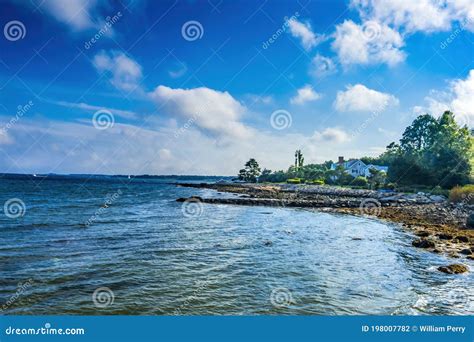 Beach Entrance Padanaram Harbor Dartmouth Massachusetts Stock Photo