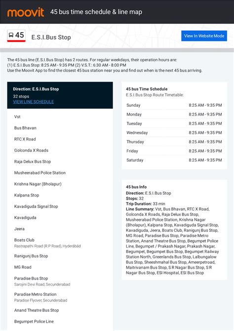 45 Bus Time Schedule & Line Route - DocsLib