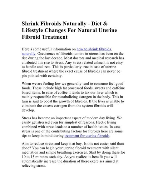 Shrink Fibroids Naturally - Diet & Lifestyle Changes For Natural Uter…