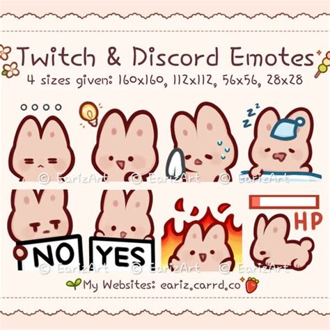 Twitch Discord Emotes Pack 8 Cute White Bunny Emotes Etsy