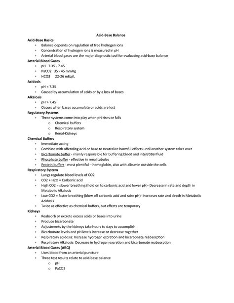 Acid base balance - Acid-Base Balance Acid-Base Basics Balance depends ...