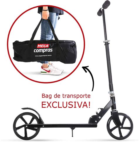 Patinete Adulto Juvenil Até 100KG Rodas Grandes 200mm Bag de