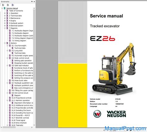 Wacker Neuson Track Excavators EZ26 Operator Service Manual Spare