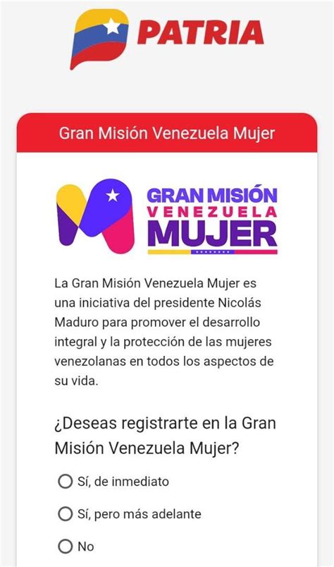 Gran Misión Venezuela Mujer 2024 REGISTRO por Sistema Patria en 3