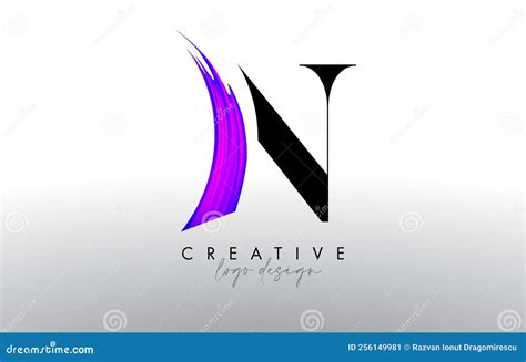 Brush Letter N Logo Design With Creative Artistic Paint Brush Stroke