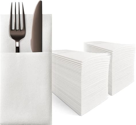 Kmakii Disposable Dinner Napkins With Built In Flatware Pocket Elegant