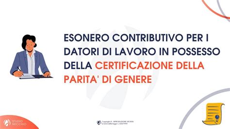 ESONERO CONTRIBUTIVO PER I DATORI DI LAVORO IN POSSESSO DELLA