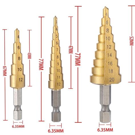 Core Straight Groove Step Hss Step Drill Drill Bit Titanium Coated For