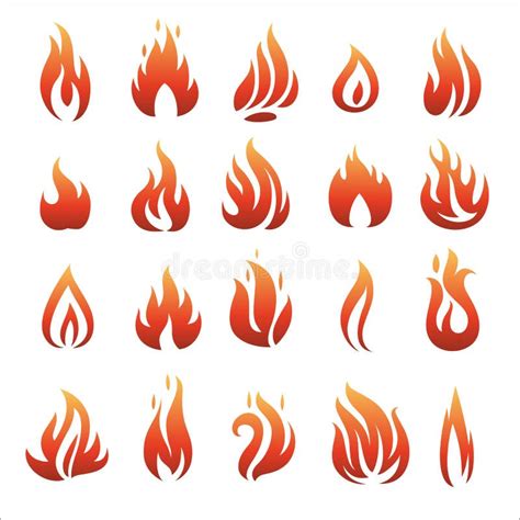 Flat Fire Icons Stock Vector Illustration Of Ornamental 100895784