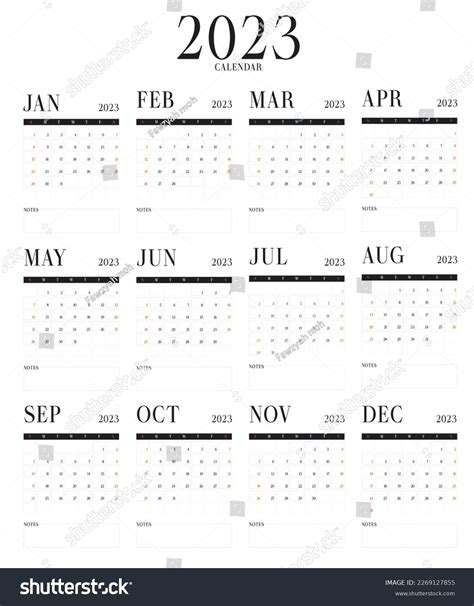 Gregorian Calendar Year 2023 Official Black Stock Illustration ...