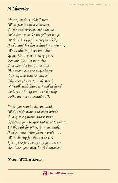 A Character Poem By Robert William Service